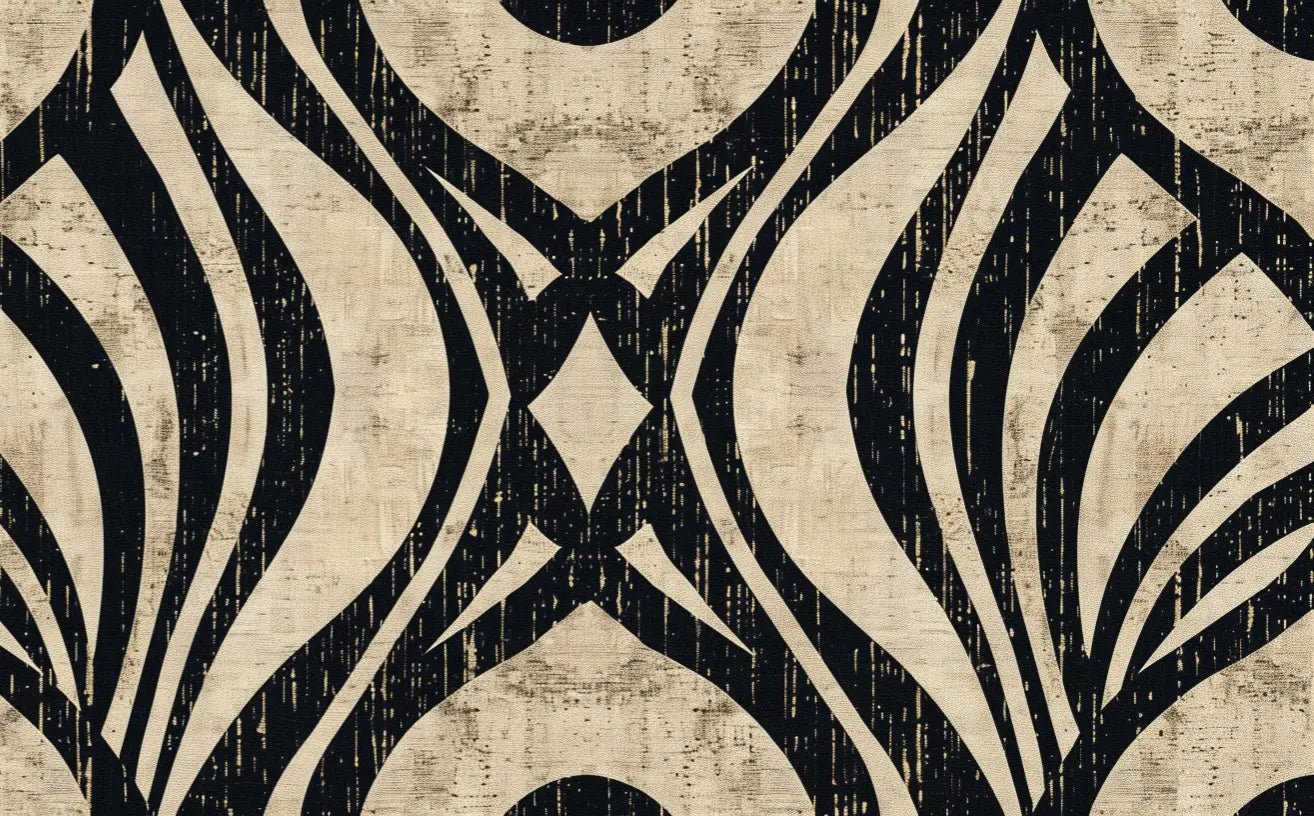 Art Déco Chic : Papier Peint Motif Géométrique Noir et Beige - Illulart: Papier peint panoramique