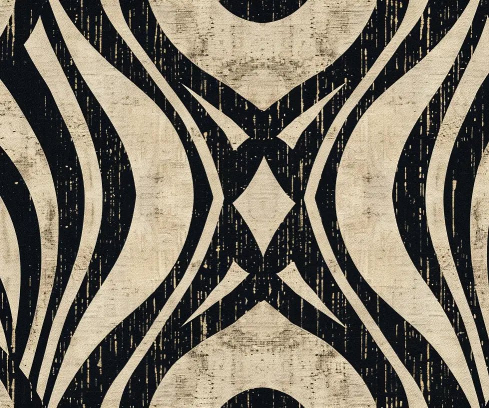 Art Déco Chic : Papier Peint Motif Géométrique Noir et Beige - Illulart: Papier peint panoramique