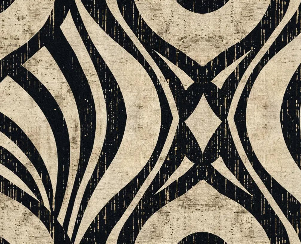 Art Déco Chic : Papier Peint Motif Géométrique Noir et Beige - Illulart: Papier peint panoramique