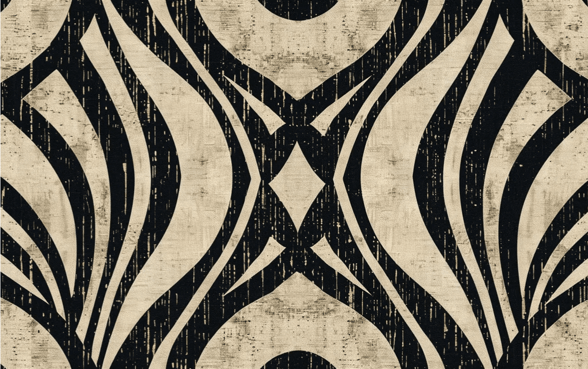 Art Déco Chic : Papier Peint Motif Géométrique Noir et Beige - Illulart: Papier peint panoramique