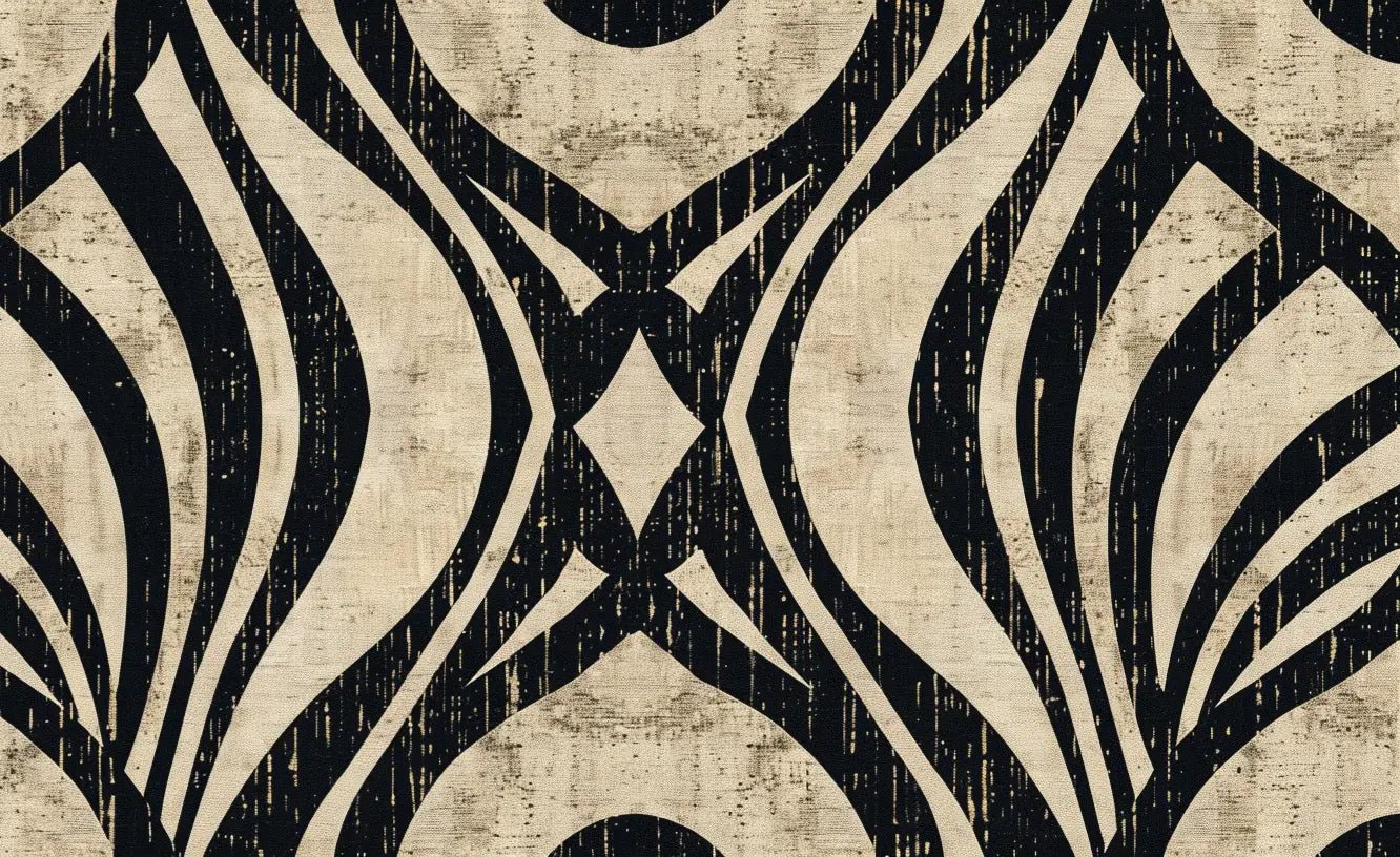 Art Déco Chic : Papier Peint Motif Géométrique Noir et Beige
