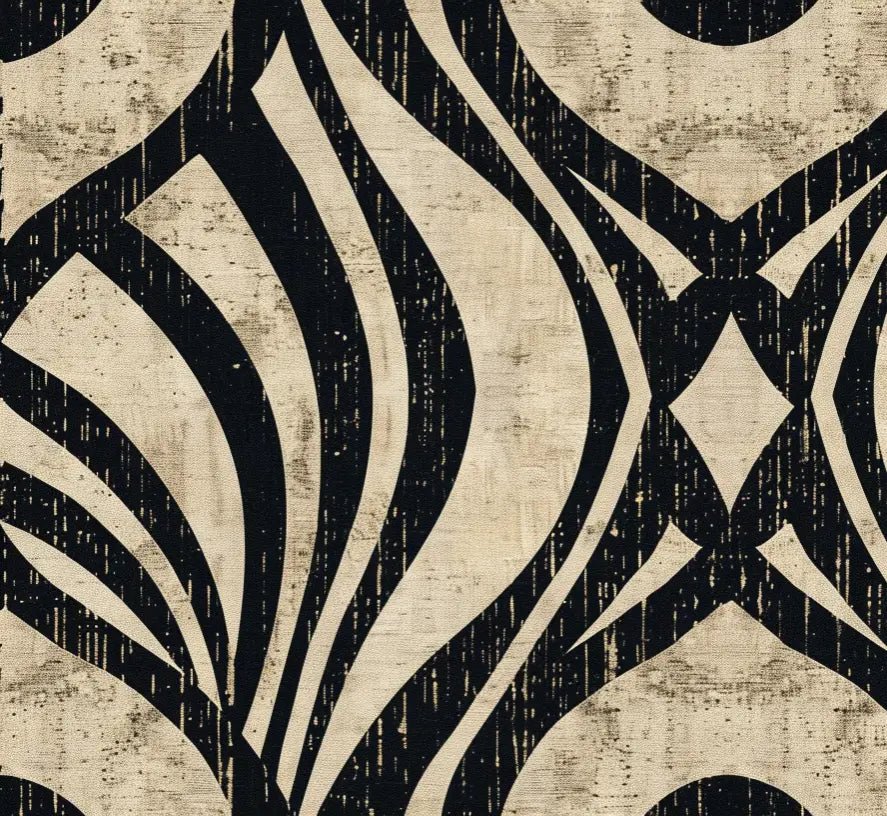 Art Déco Chic : Papier Peint Motif Géométrique Noir et Beige - Illulart: Papier peint panoramique