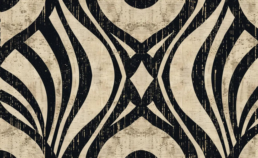 Art Déco Chic : Papier Peint Motif Géométrique Noir et Beige - Illulart: Papier peint panoramique