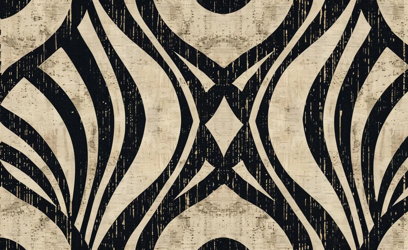 Art Déco Chic : Papier Peint Motif Géométrique Noir et Beige - Illulart: Papier peint panoramique
