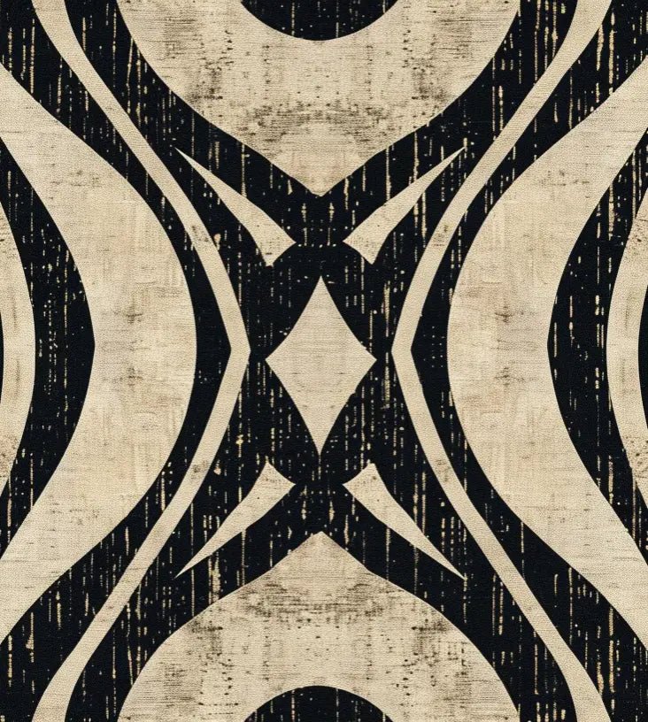 Art Déco Chic : Papier Peint Motif Géométrique Noir et Beige - Illulart: Papier peint panoramique