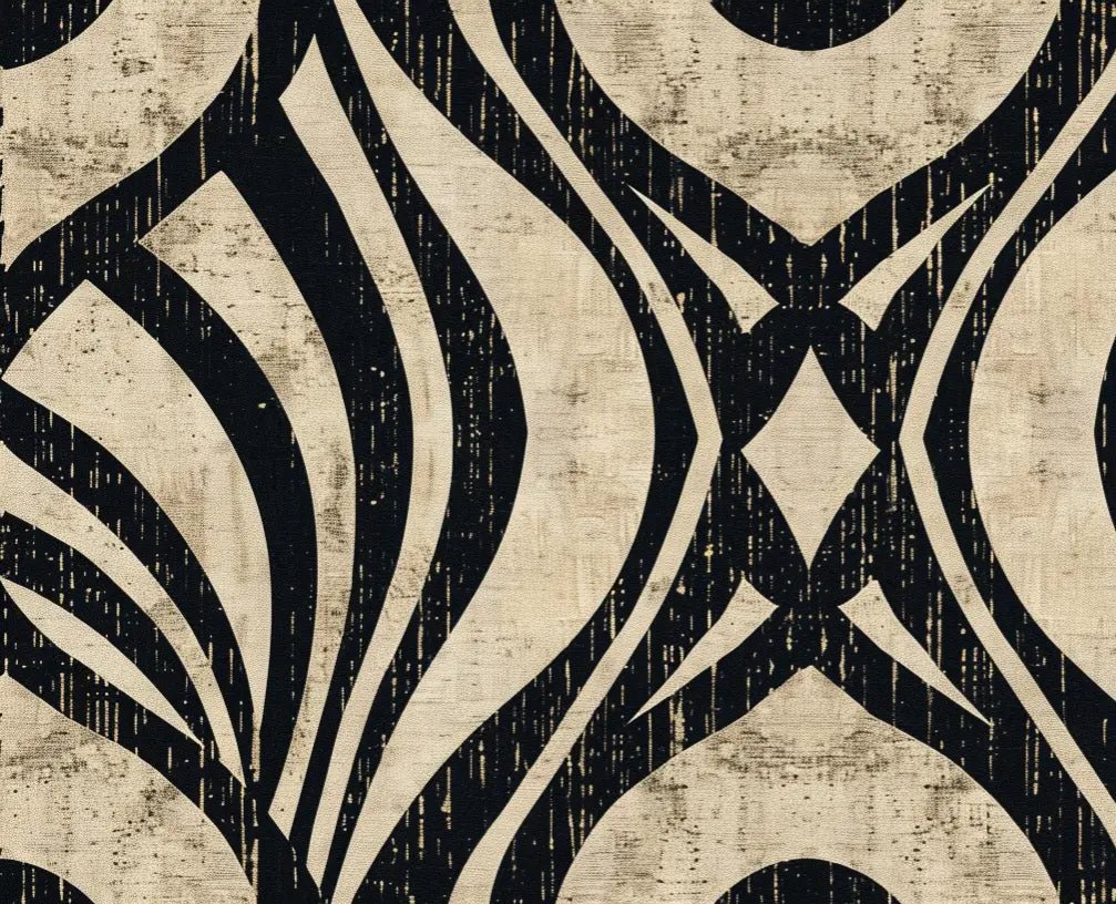 Art Déco Chic : Papier Peint Motif Géométrique Noir et Beige - Illulart: Papier peint panoramique