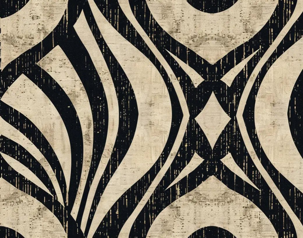 Art Déco Chic : Papier Peint Motif Géométrique Noir et Beige - Illulart: Papier peint panoramique
