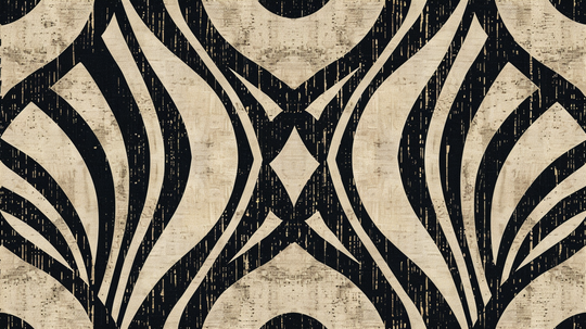 Art Deco Chic: Black and Beige Geometric Pattern Wallpaper