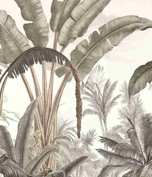 Atmosphère exotique – Feuillage tropical en nuances douces - Illulart: Papier peint panoramique