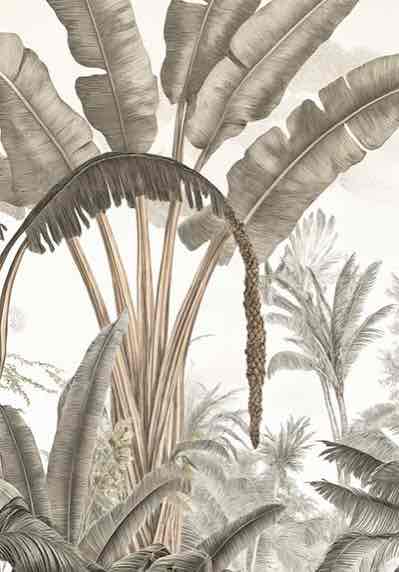Atmosphère exotique – Feuillage tropical en nuances douces - Illulart: Papier peint panoramique