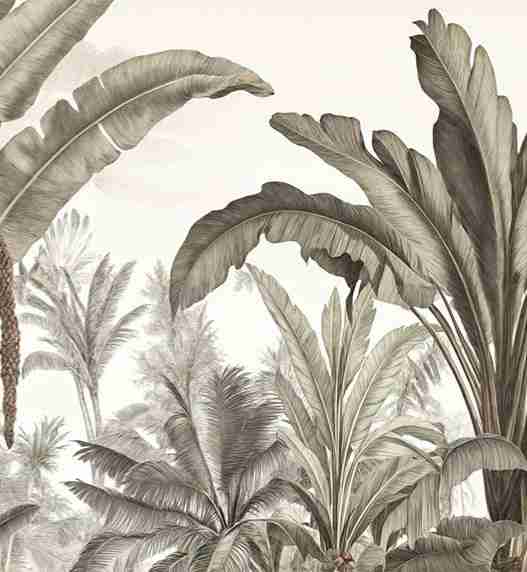 Atmosphère exotique – Feuillage tropical en nuances douces - Illulart: Papier peint panoramique