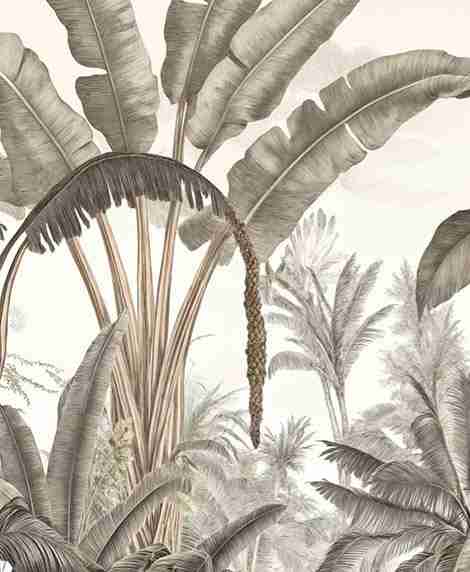Atmosphère exotique – Feuillage tropical en nuances douces - Illulart: Papier peint panoramique