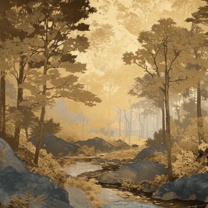 Aube forestière dorée - Illulart: Papier peint panoramique