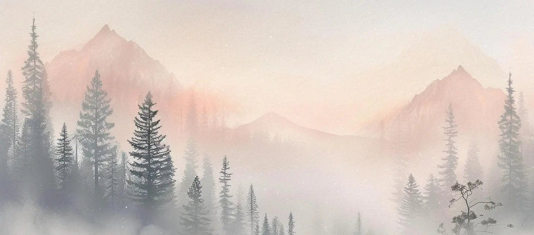 Aube Hivernale en Montagne – Élégance Pastel - Illulart: Papier peint panoramique