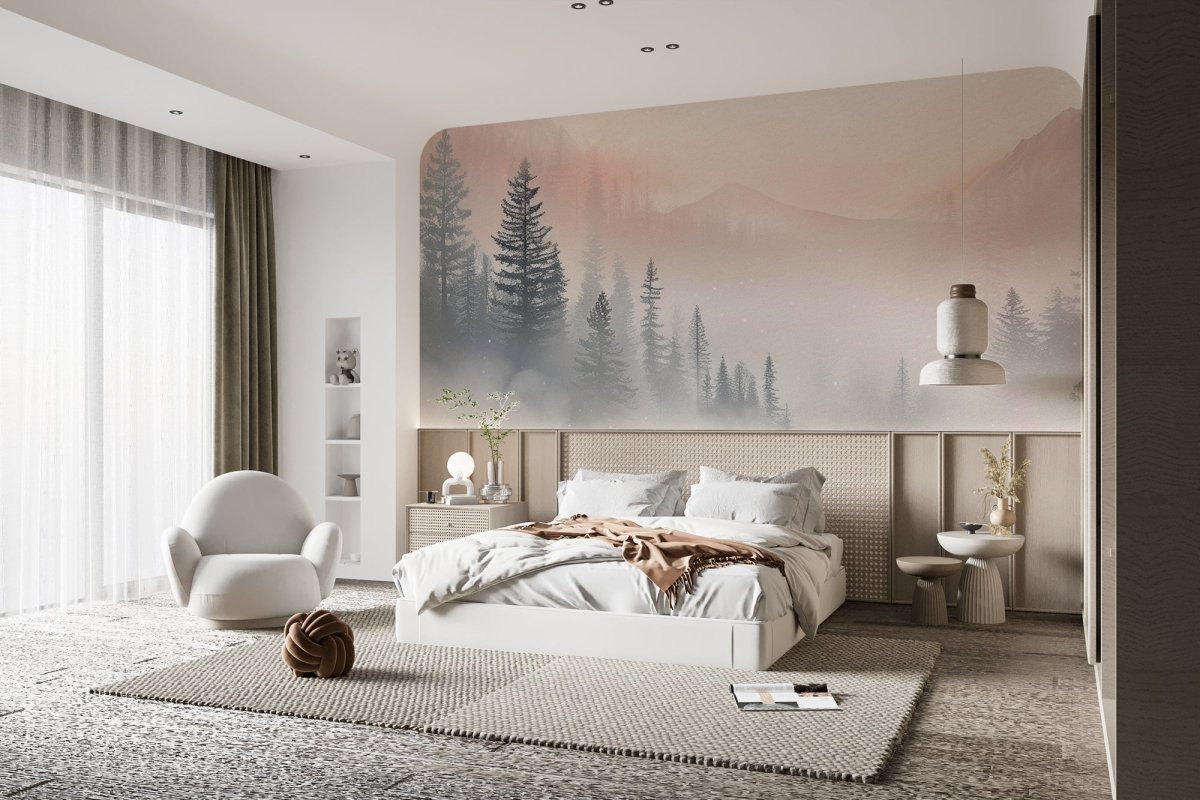 Aube Hivernale en Montagne – Élégance Pastel - Illulart: Papier peint panoramique