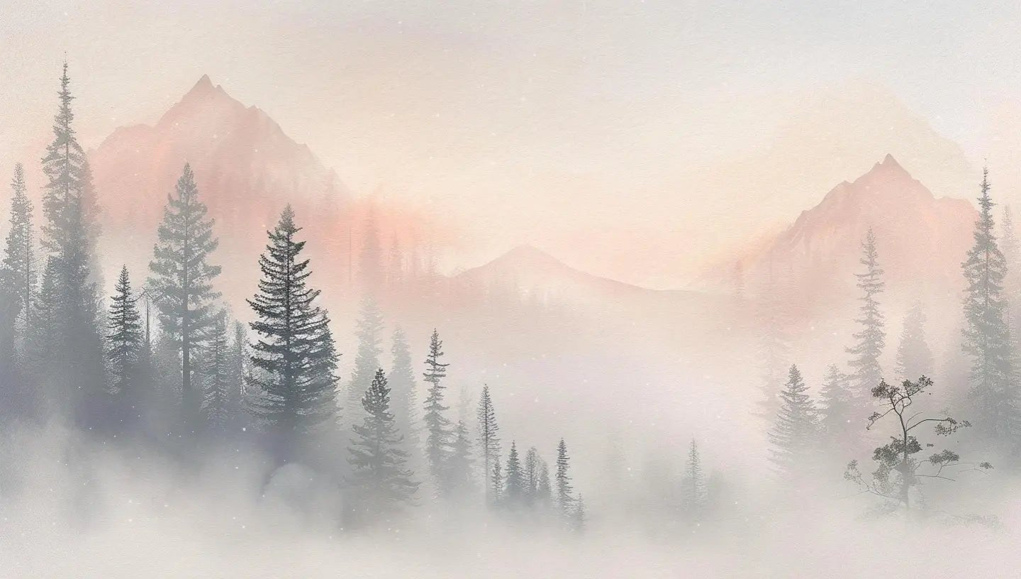 Aube Hivernale en Montagne – Élégance Pastel - Illulart: Papier peint panoramique