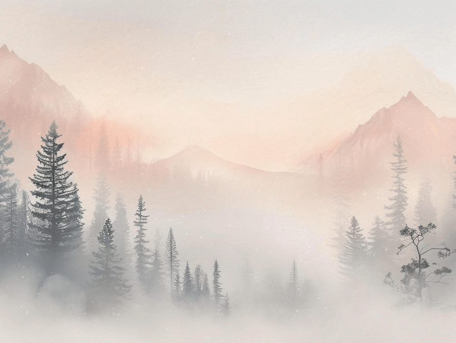 Aube Hivernale en Montagne – Élégance Pastel - Illulart: Papier peint panoramique