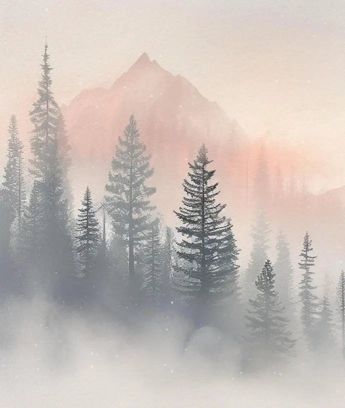 Aube Hivernale en Montagne – Élégance Pastel - Illulart: Papier peint panoramique