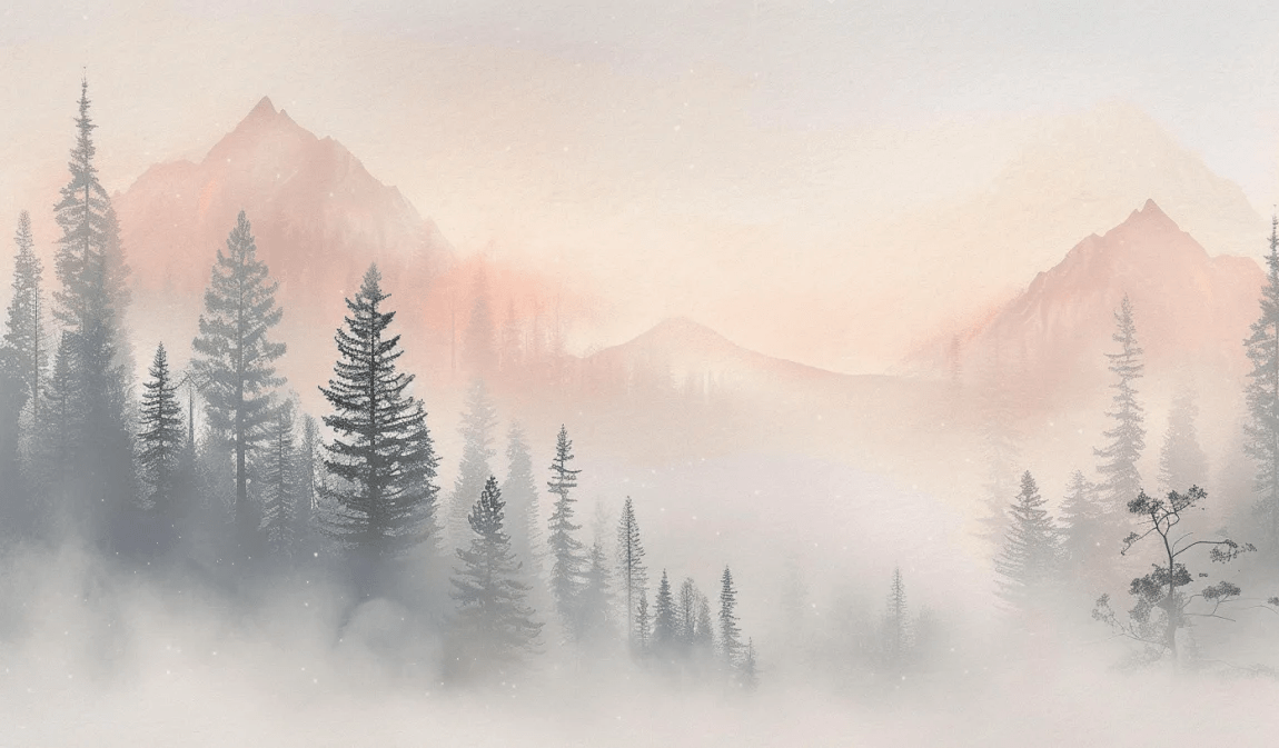 Aube Hivernale en Montagne – Élégance Pastel - Illulart: Papier peint panoramique