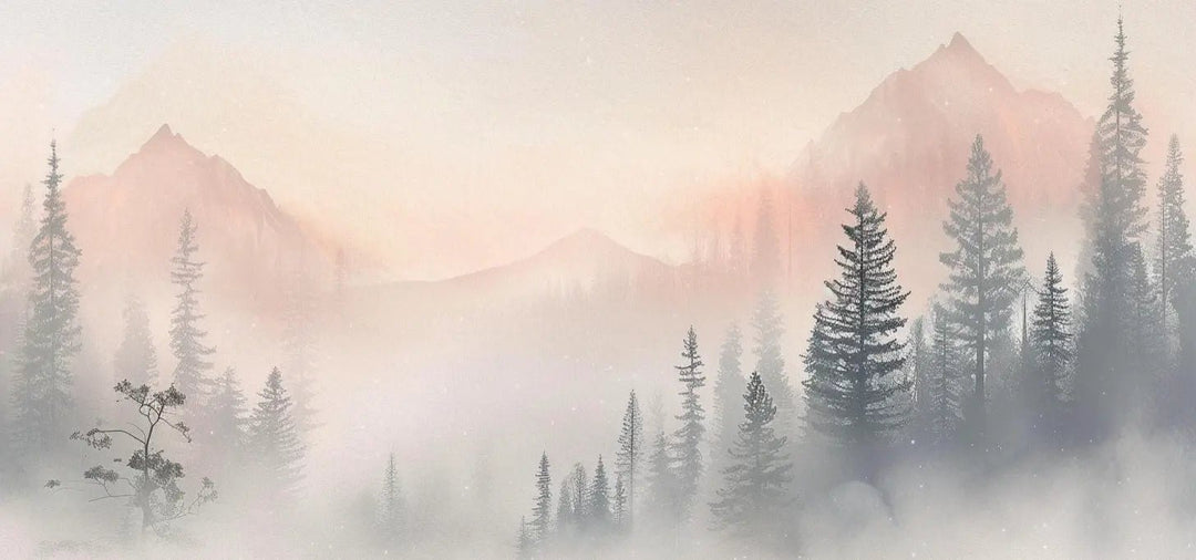 Aube Hivernale en Montagne – Élégance Pastel - Illulart: Papier peint panoramique