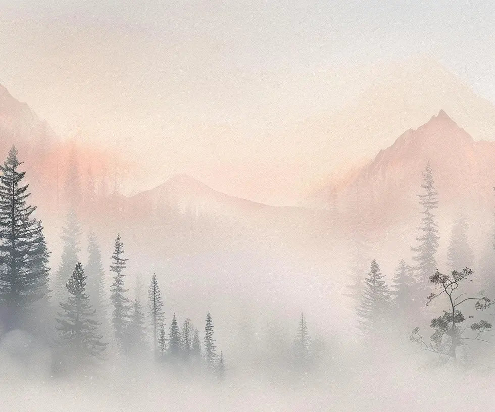Aube Hivernale en Montagne – Élégance Pastel - Illulart: Papier peint panoramique