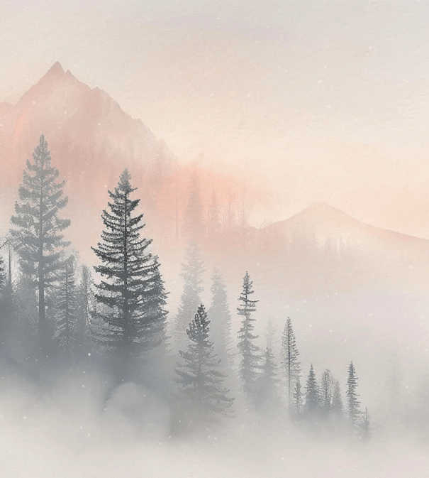 Aube Hivernale en Montagne – Élégance Pastel - Illulart: Papier peint panoramique