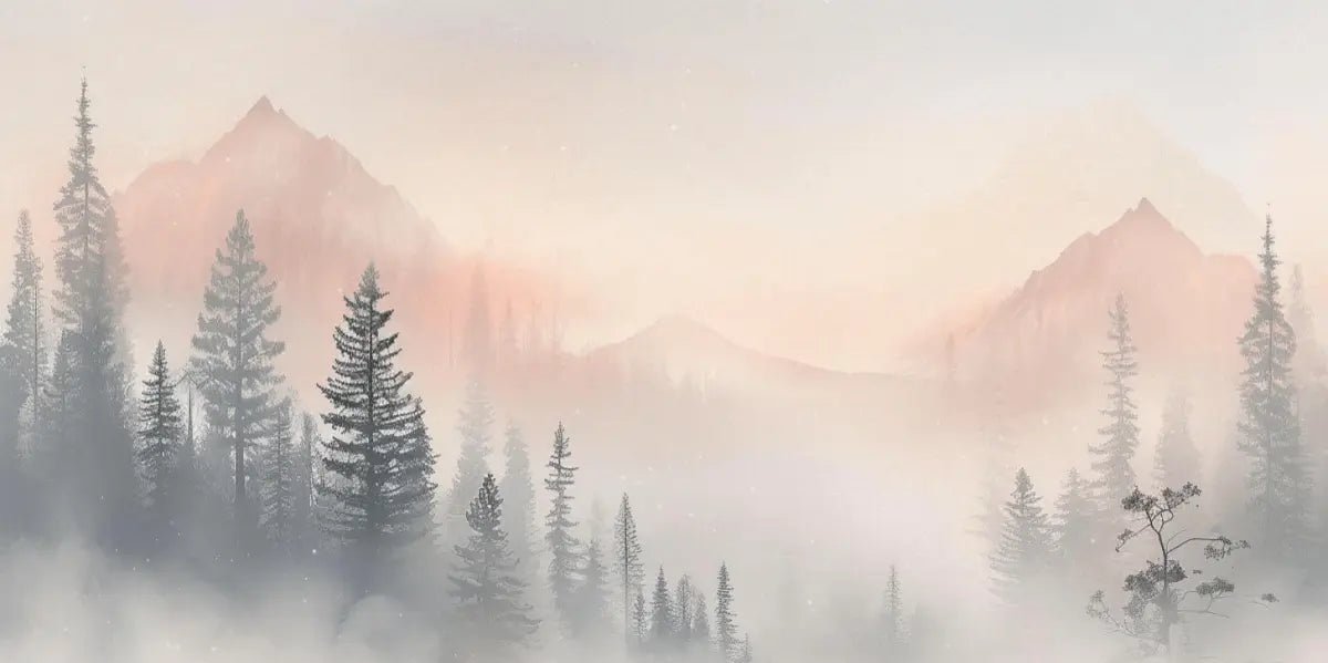 Aube Hivernale en Montagne – Élégance Pastel - Illulart: Papier peint panoramique