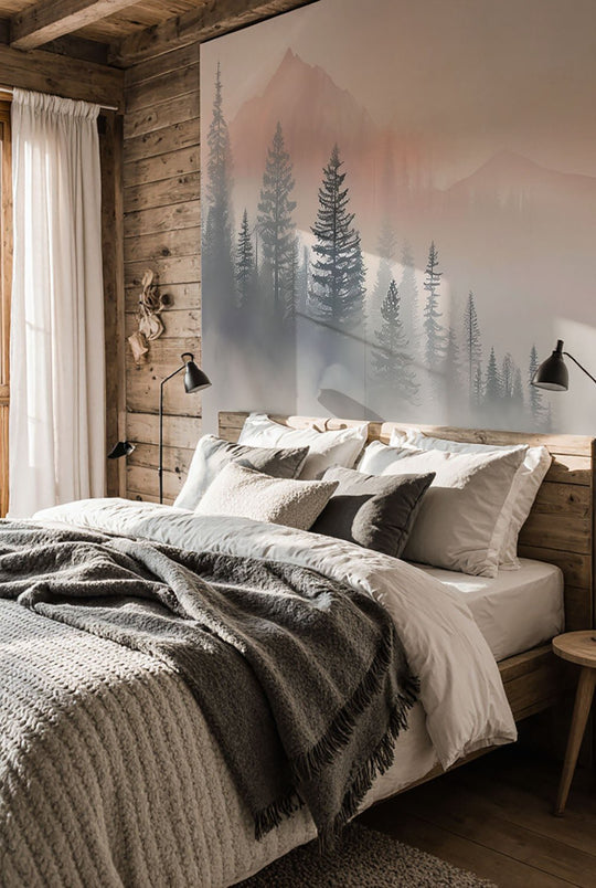 Aube Hivernale en Montagne – Élégance Pastel - Illulart: Papier peint panoramique