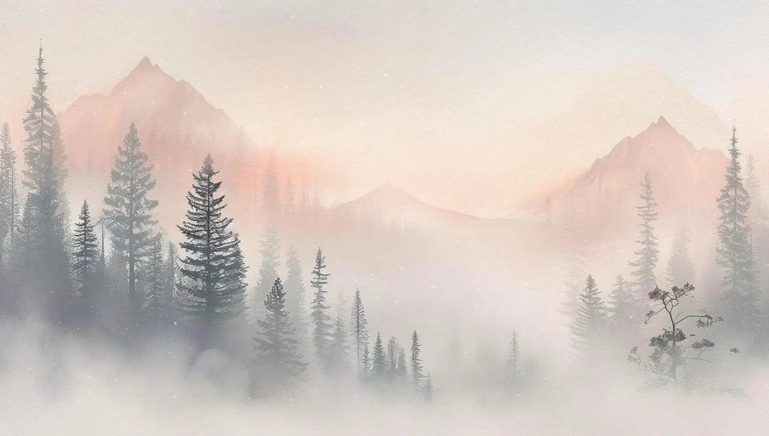 Aube Hivernale en Montagne – Élégance Pastel - Illulart: Papier peint panoramique