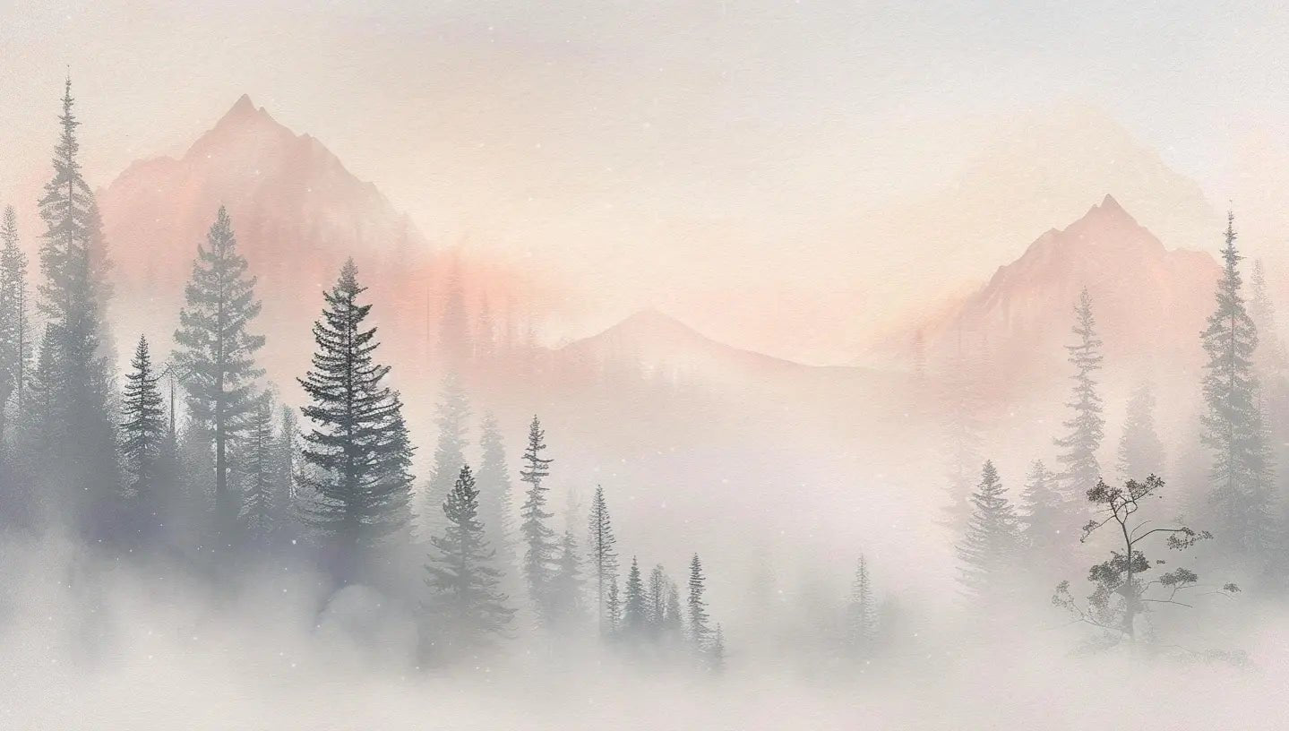 Aube Hivernale en Montagne – Élégance Pastel - Illulart: Papier peint panoramique