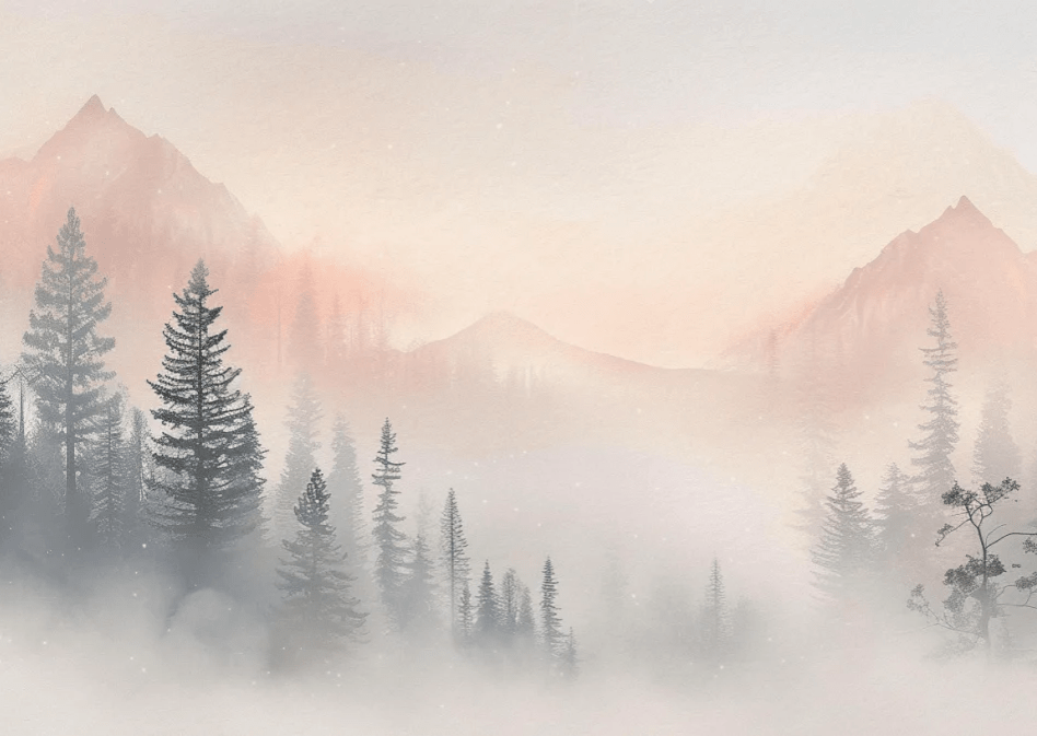 Aube Hivernale en Montagne – Élégance Pastel - Illulart: Papier peint panoramique