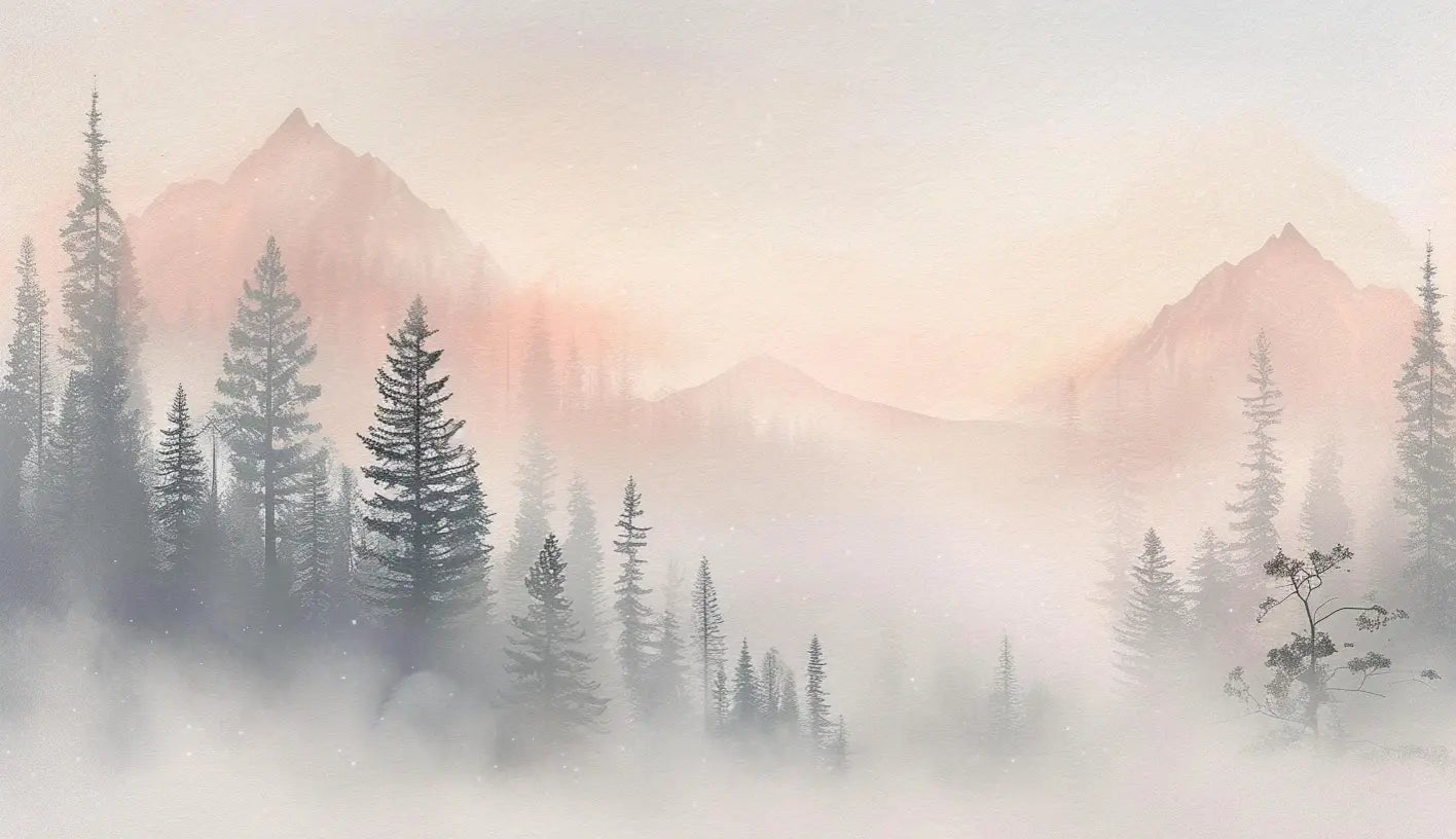 Aube Hivernale en Montagne – Élégance Pastel - Illulart: Papier peint panoramique