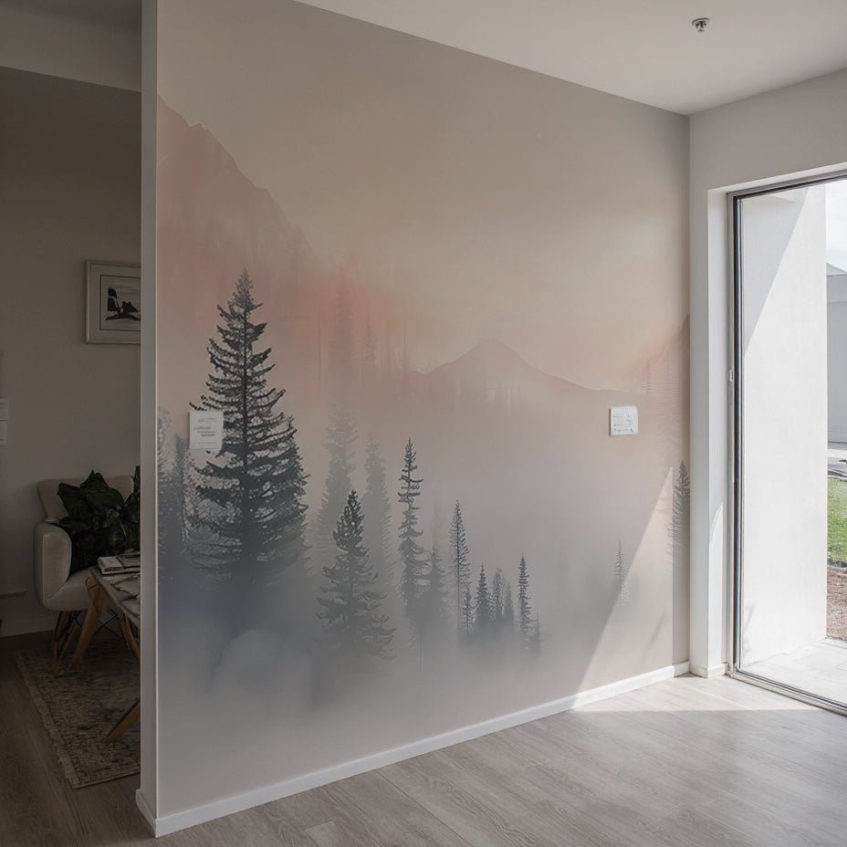 Aube Hivernale en Montagne – Élégance Pastel - Illulart: Papier peint panoramique