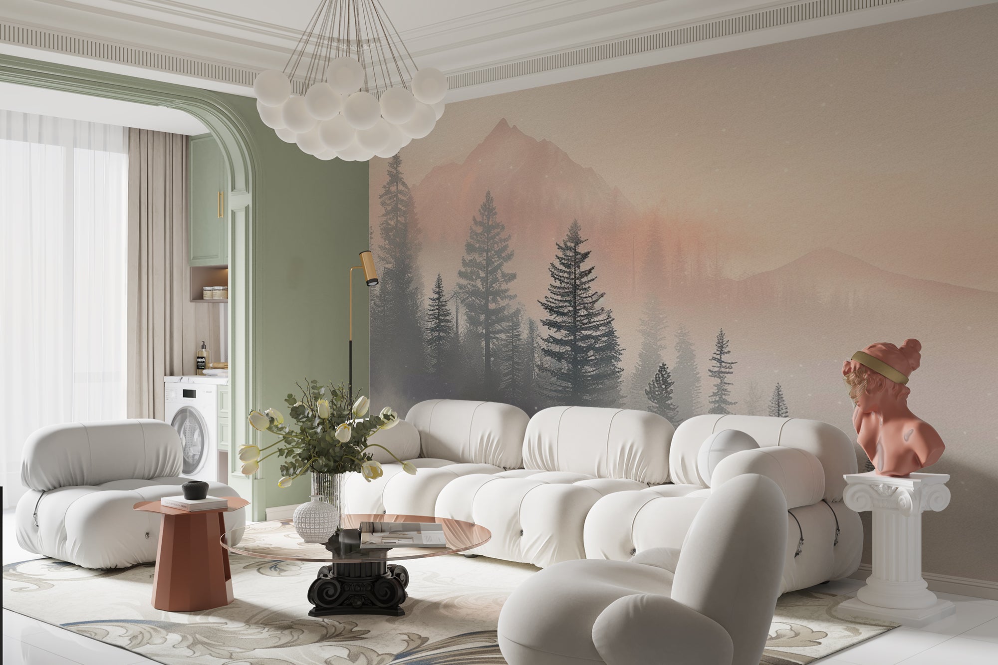 Winter Dawn in the Mountains – Pastel Elegance