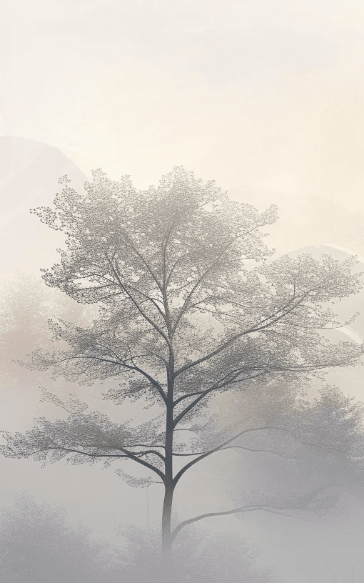 Aurore montagneuse en brume - Illulart: Papier peint panoramique