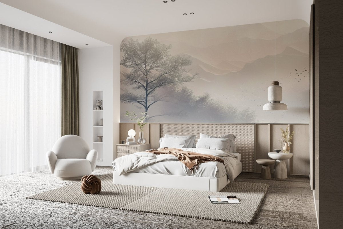 Aurore montagneuse en brume - Illulart: Papier peint panoramique