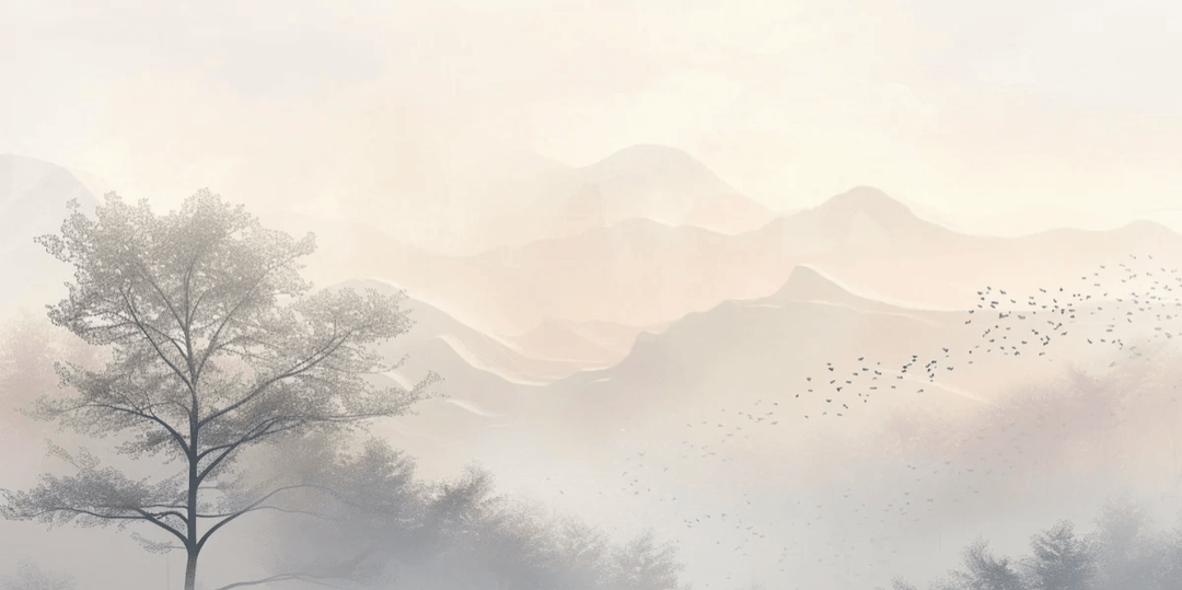 Aurore montagneuse en brume - Illulart: Papier peint panoramique