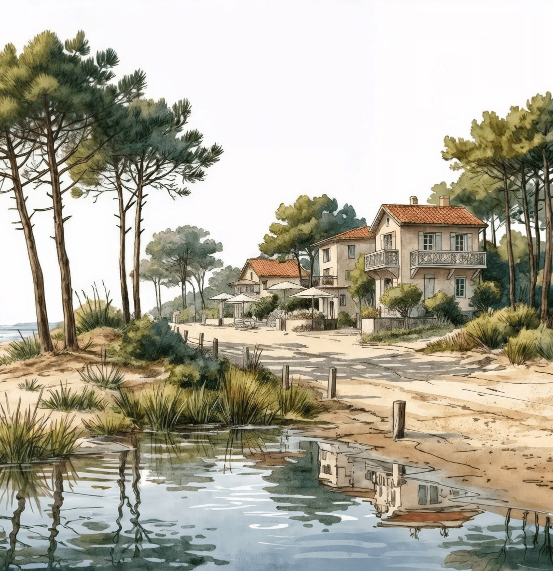 Balade au Cap Ferret - Illulart: Papier peint panoramique