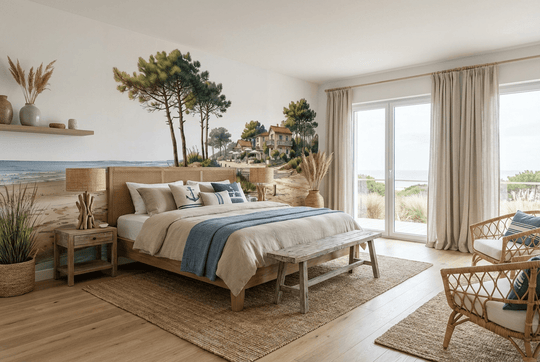 Balade au Cap Ferret – Papier peint panoramique évasion entre océan, sable et pinède - Illulart: Papier peint panoramique