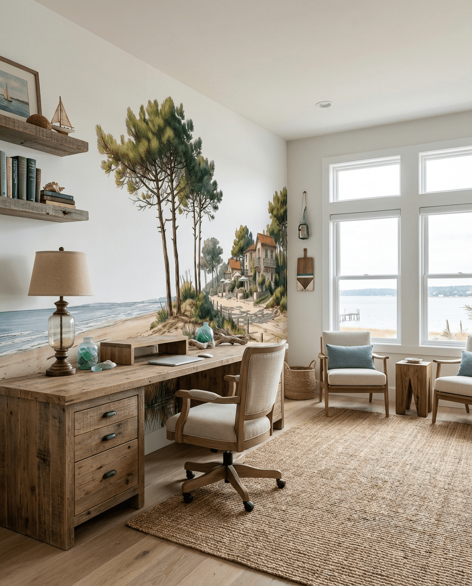 Balade au Cap Ferret – Papier peint panoramique évasion entre océan, sable et pinède - Illulart: Papier peint panoramique