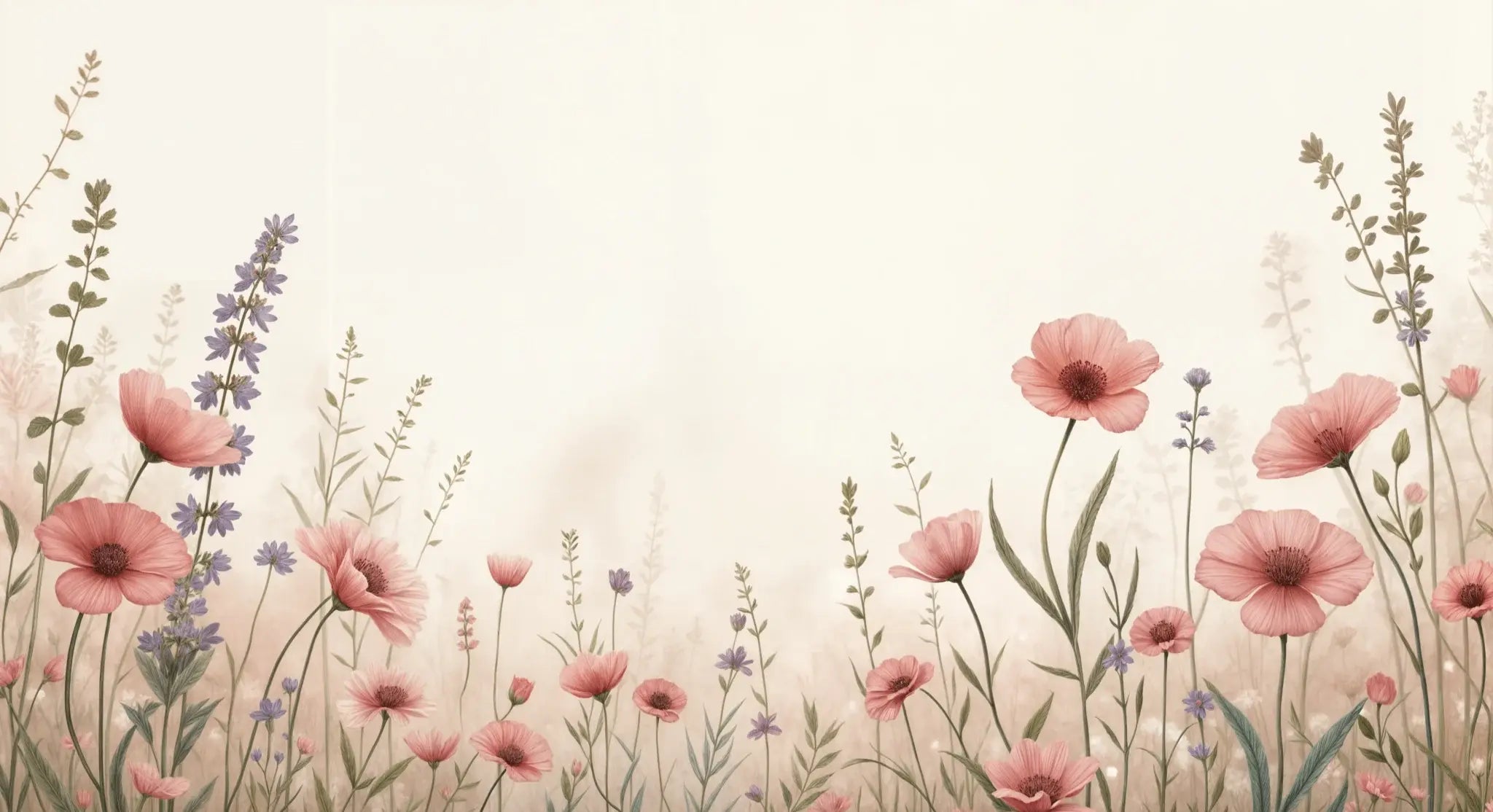 Balade botanique : un jardin fleuri en papier peint - Illulart: Papier peint panoramique