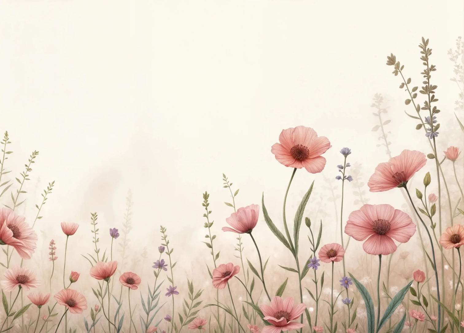 Balade botanique : un jardin fleuri en papier peint - Illulart: Papier peint panoramique