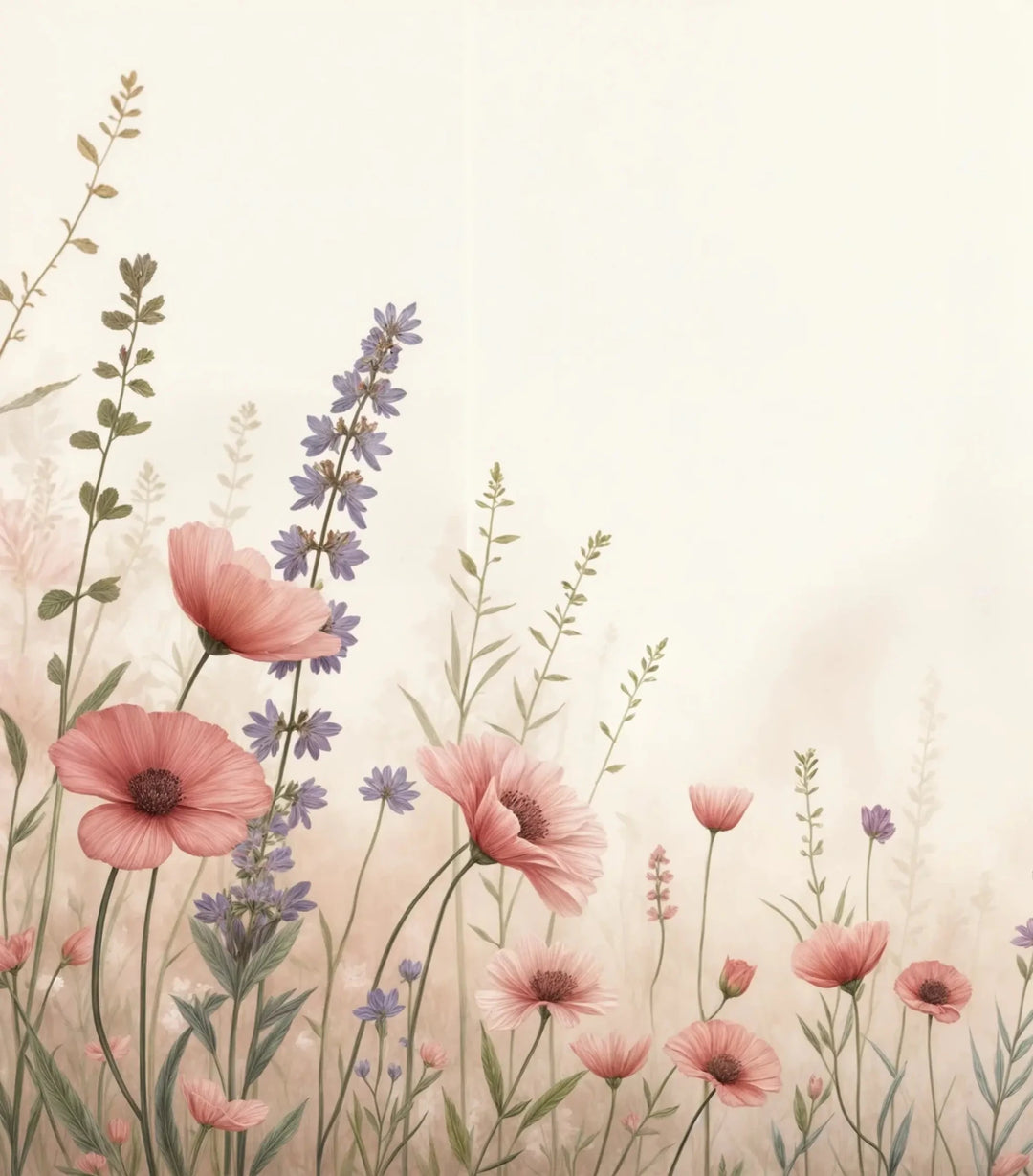 Balade botanique : un jardin fleuri en papier peint - Illulart: Papier peint panoramique