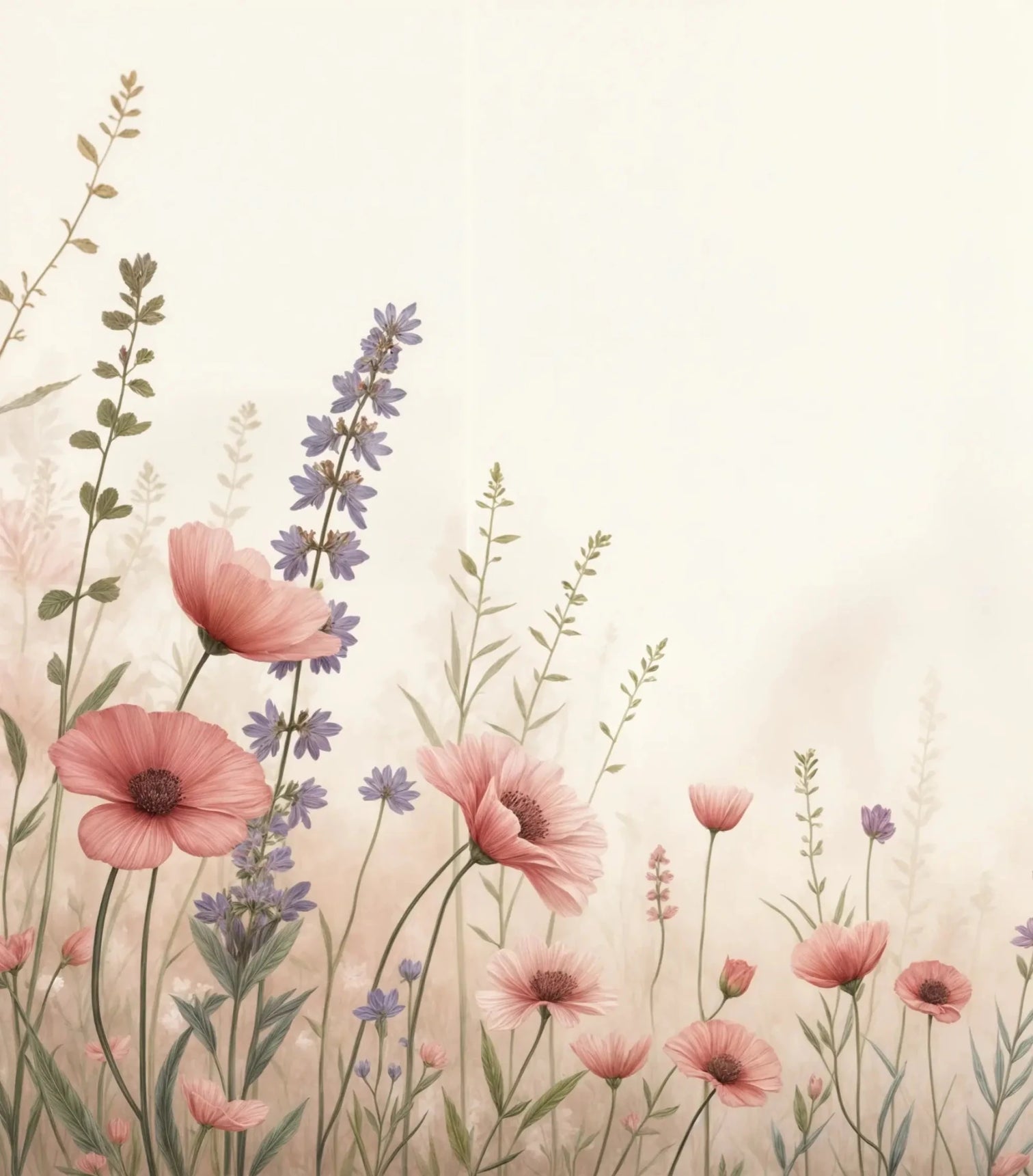 Balade botanique : un jardin fleuri en papier peint - Illulart: Papier peint panoramique