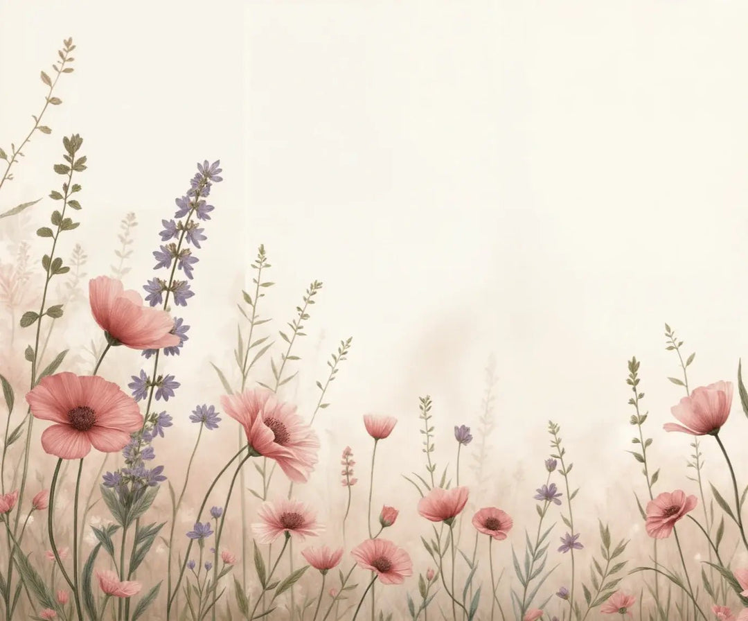 Balade botanique : un jardin fleuri en papier peint - Illulart: Papier peint panoramique