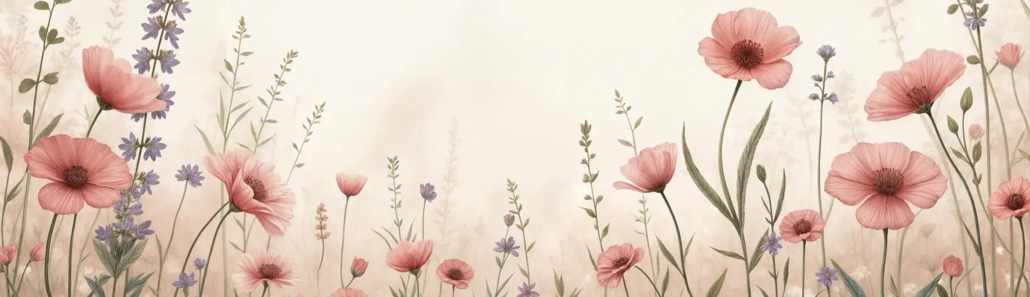 Balade botanique : un jardin fleuri en papier peint - Illulart: Papier peint panoramique