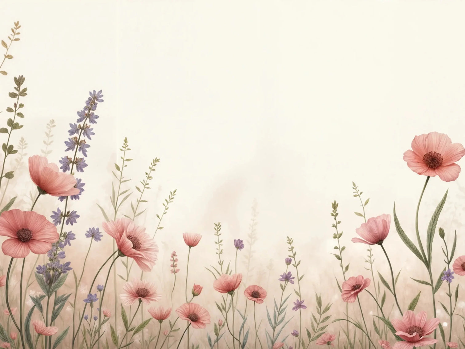 Balade botanique : un jardin fleuri en papier peint - Illulart: Papier peint panoramique
