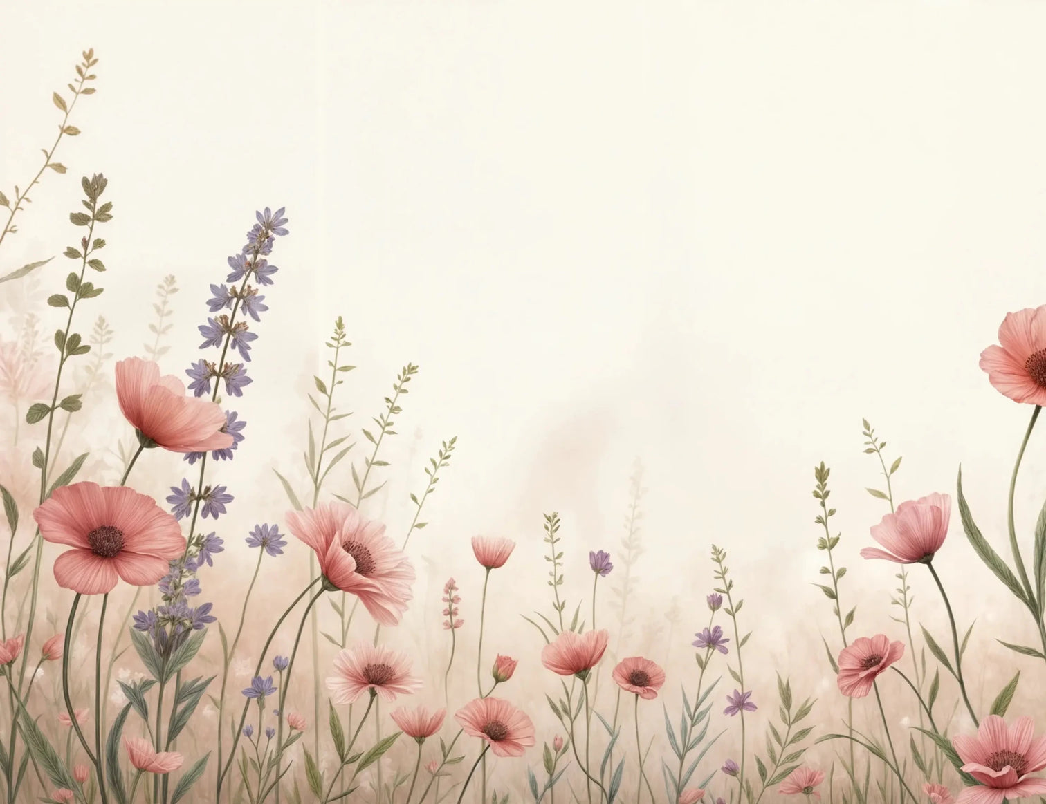 Balade botanique : un jardin fleuri en papier peint - Illulart: Papier peint panoramique