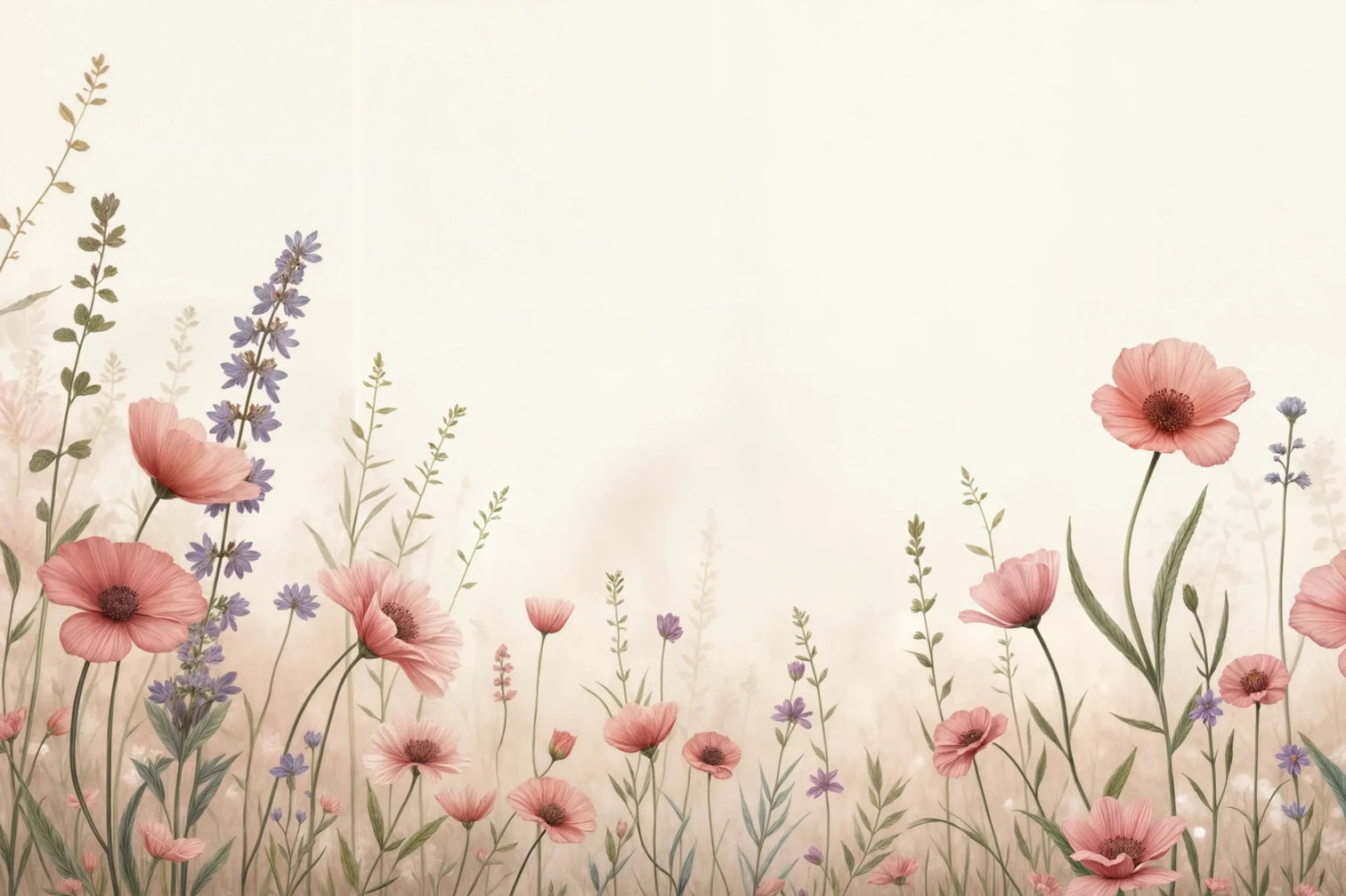 Balade botanique : un jardin fleuri en papier peint - Illulart: Papier peint panoramique