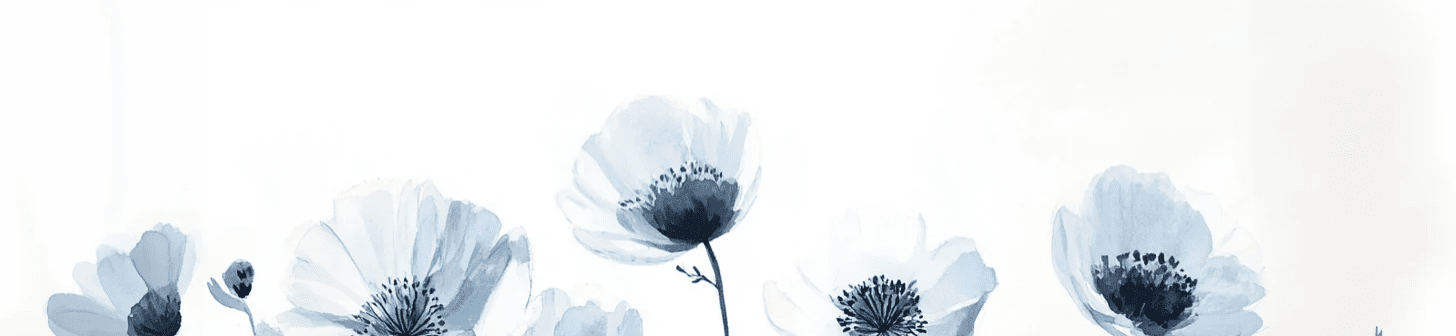 Bleu Poétique - Papier Peint Panoramique Floral en Aquarelle Bleu-Gris